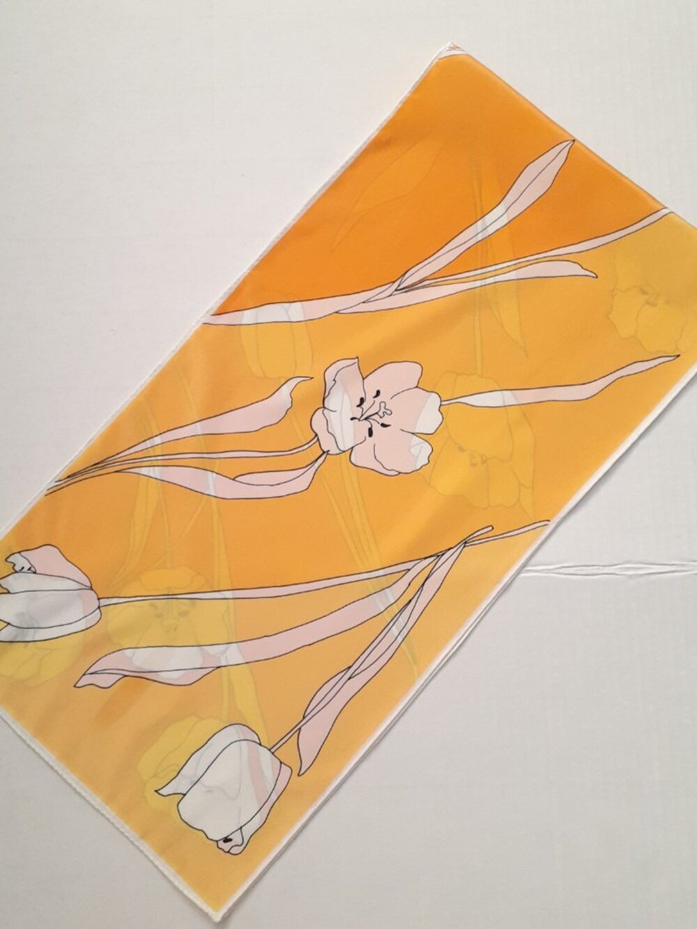 Vintage Veresa by Vera Poppy Print Oblong Rectangle Scarf Orange 40.5" x 10.25"